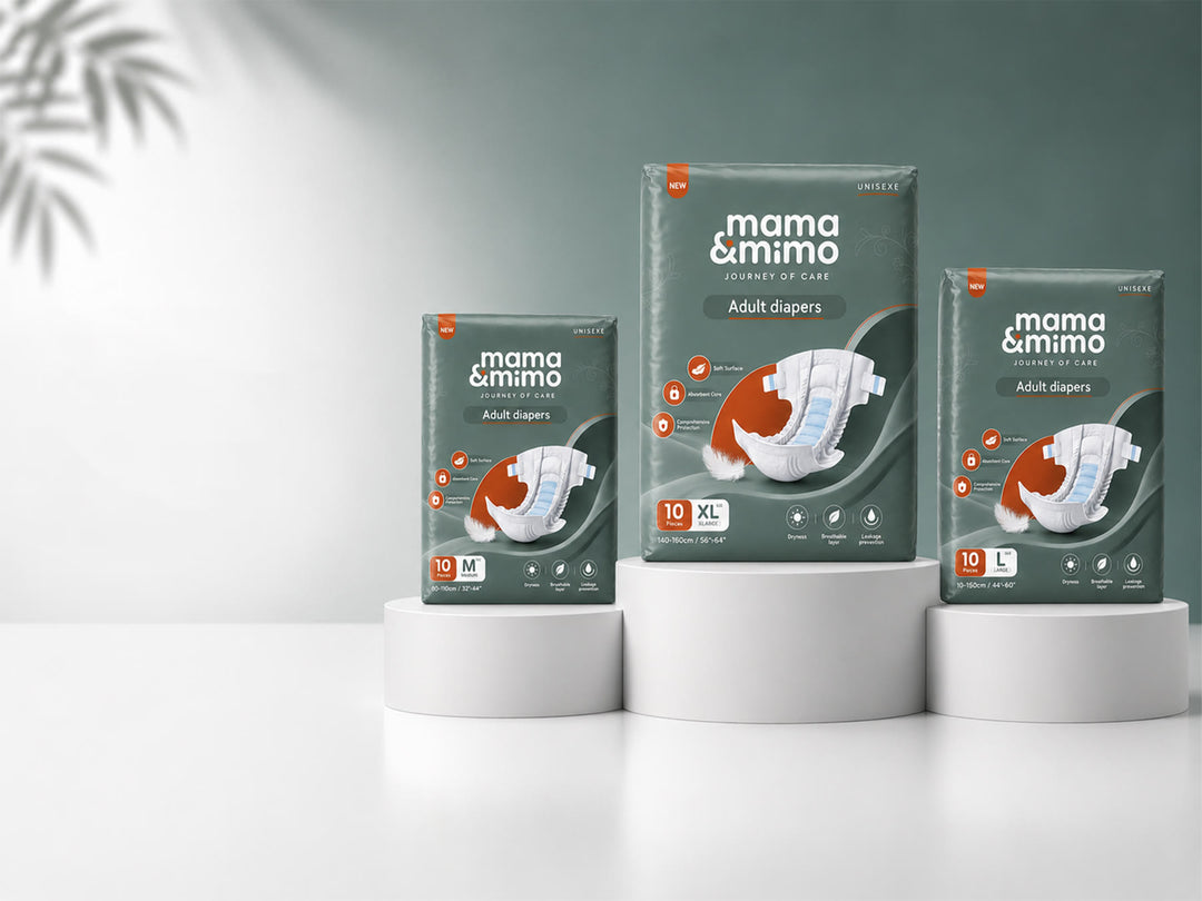 Elderly couple with mama &amp; mimo Adult Diapers