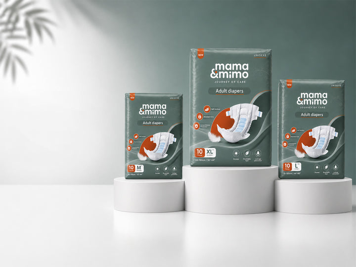 Elderly couple with mama &amp; mimo Adult Diapers