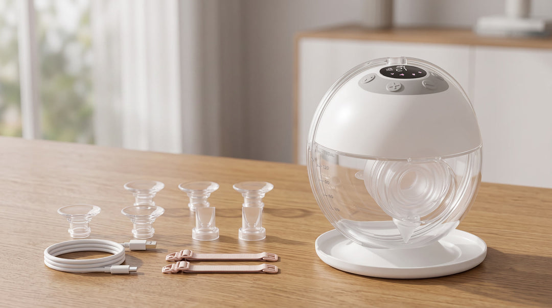 Wireless Breast Pump lifestyle, on table