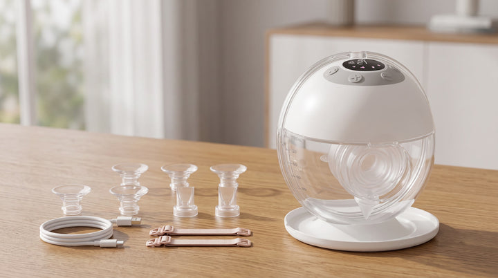 Wireless Breast Pump lifestyle, on table